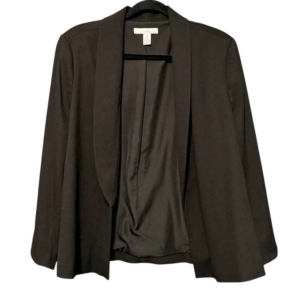 Chico’s Classic Black Open Front Career Work Blazer size XL